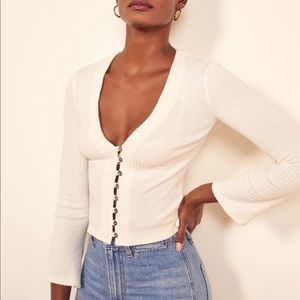 Reformation Gellar Top, Ivory, Size M
